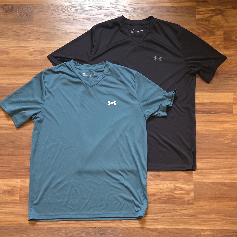 Lot 2 Under Armour Men’s Short Sleeve V-Neck sz L